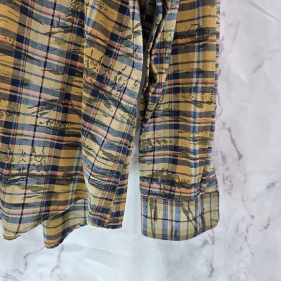 St Johns Bay Shirt Mens XL Brown Plaid Camp Mountain Tree Print Button Down - Picture 4 of 11